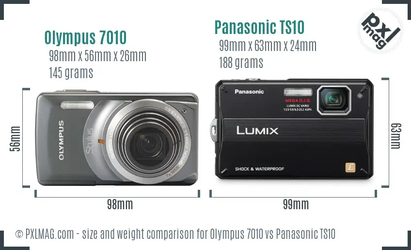 Olympus 7010 vs Panasonic TS10 size comparison