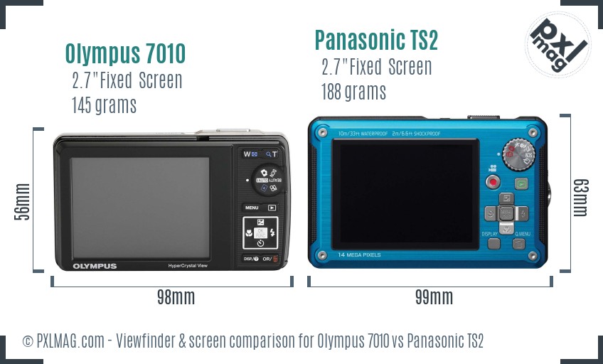 Olympus 7010 vs Panasonic TS2 Screen and Viewfinder comparison