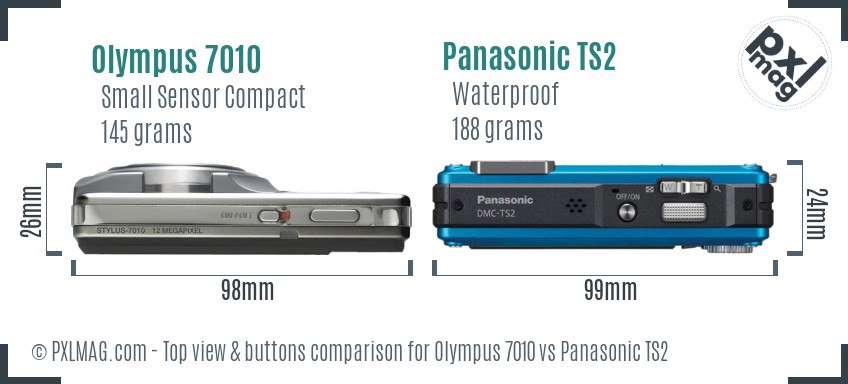 Olympus 7010 vs Panasonic TS2 top view buttons comparison