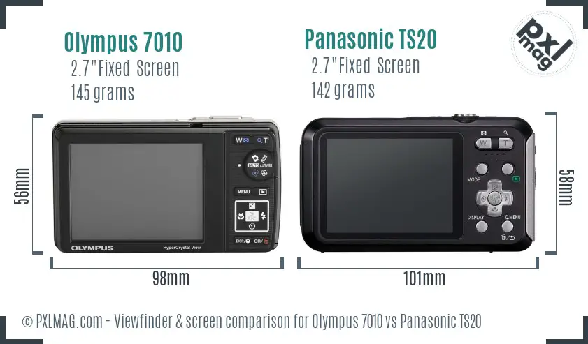 Olympus 7010 vs Panasonic TS20 Screen and Viewfinder comparison