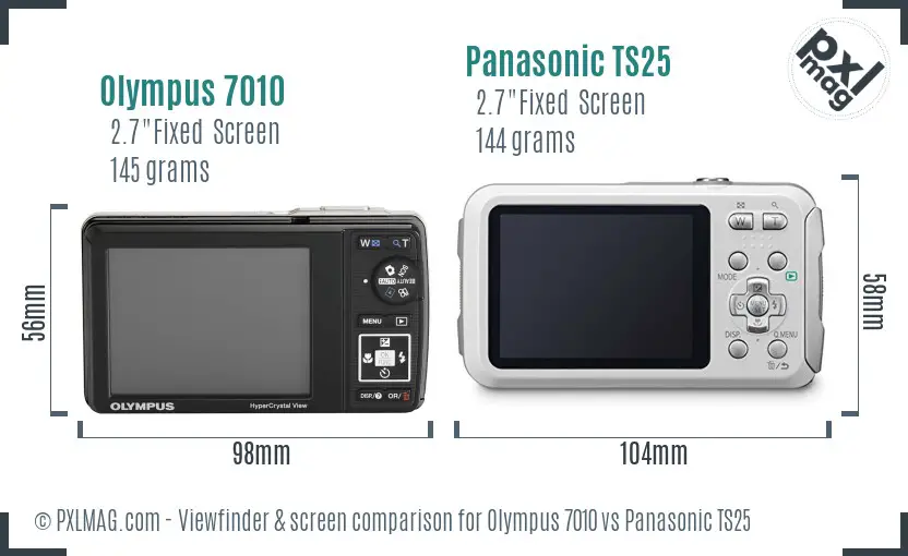 Olympus 7010 vs Panasonic TS25 Screen and Viewfinder comparison