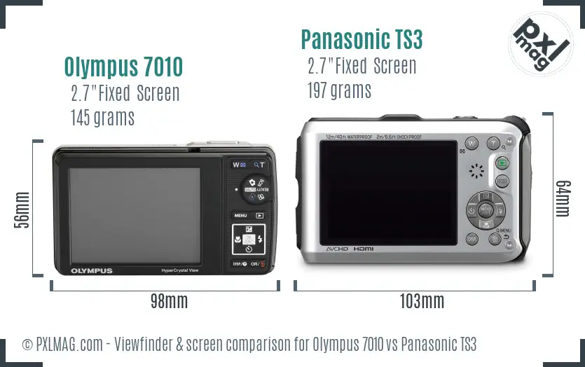 Olympus 7010 vs Panasonic TS3 Screen and Viewfinder comparison