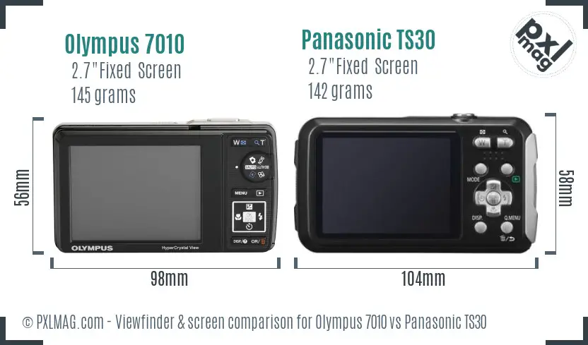 Olympus 7010 vs Panasonic TS30 Screen and Viewfinder comparison