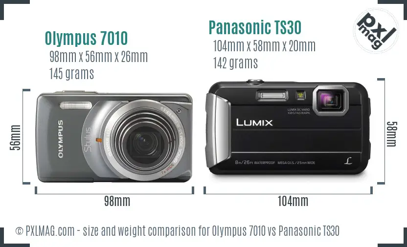 Olympus 7010 vs Panasonic TS30 size comparison