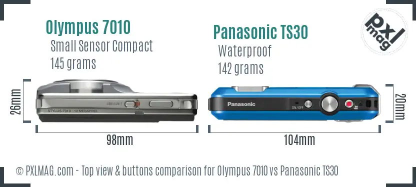 Olympus 7010 vs Panasonic TS30 top view buttons comparison