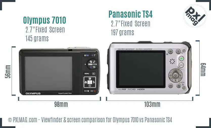 Olympus 7010 vs Panasonic TS4 Screen and Viewfinder comparison