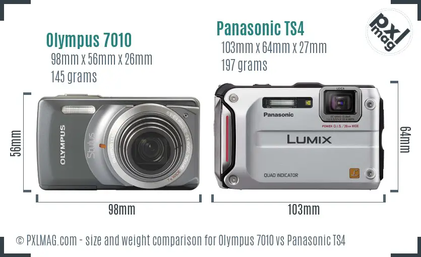 Olympus 7010 vs Panasonic TS4 size comparison