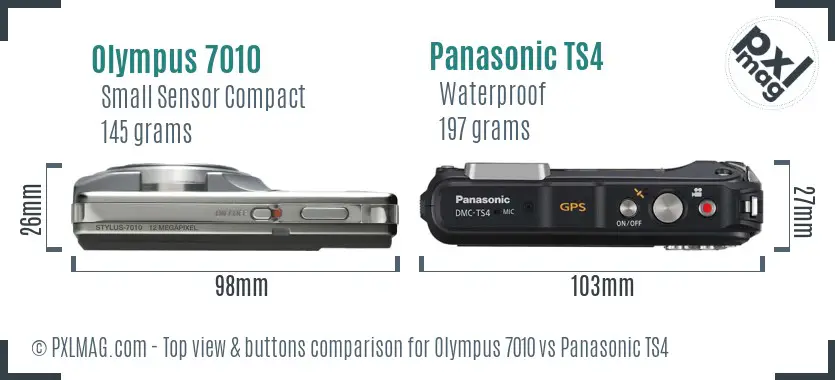 Olympus 7010 vs Panasonic TS4 top view buttons comparison