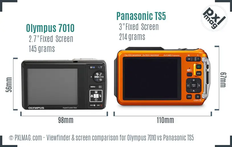 Olympus 7010 vs Panasonic TS5 Screen and Viewfinder comparison