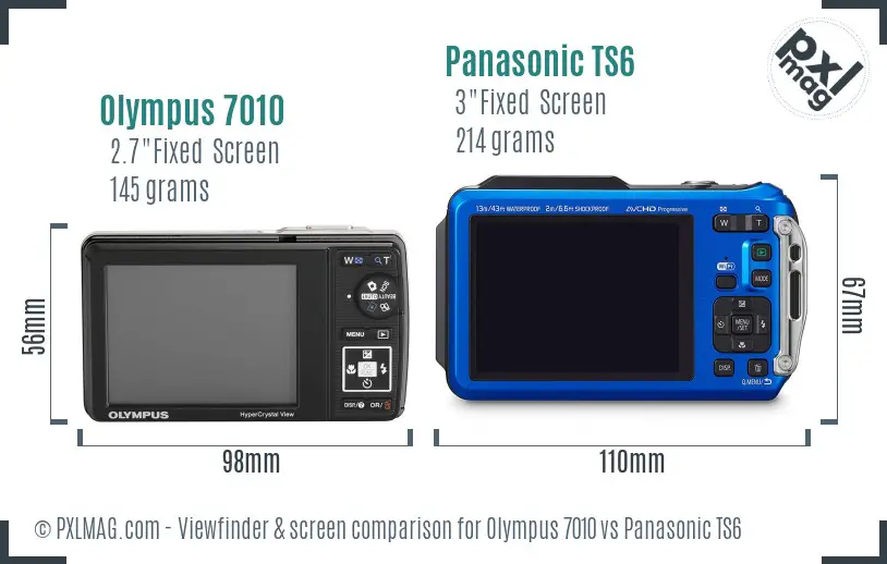 Olympus 7010 vs Panasonic TS6 Screen and Viewfinder comparison