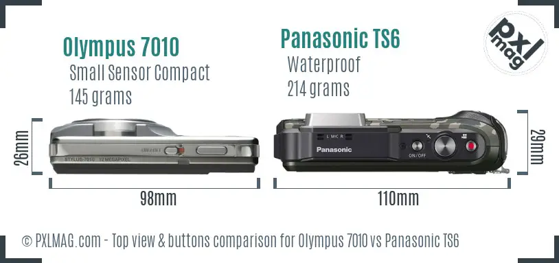 Olympus 7010 vs Panasonic TS6 top view buttons comparison