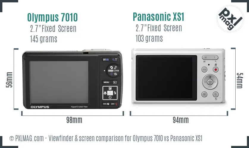 Olympus 7010 vs Panasonic XS1 Screen and Viewfinder comparison