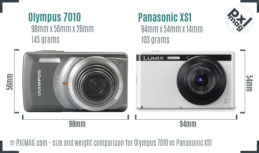 Olympus 7010 vs Panasonic XS1 size comparison