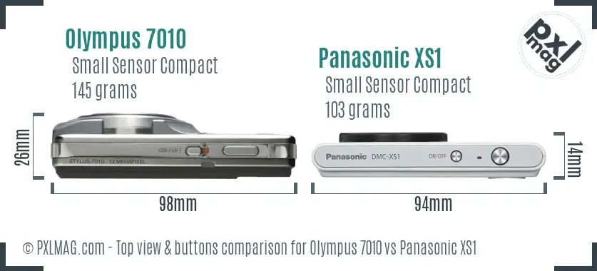 Olympus 7010 vs Panasonic XS1 top view buttons comparison
