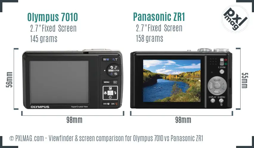 Olympus 7010 vs Panasonic ZR1 Screen and Viewfinder comparison