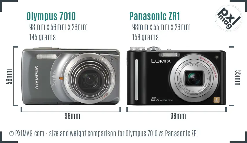 Olympus 7010 vs Panasonic ZR1 size comparison