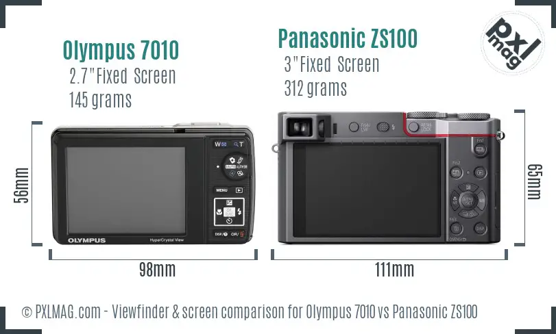 Olympus 7010 vs Panasonic ZS100 Screen and Viewfinder comparison