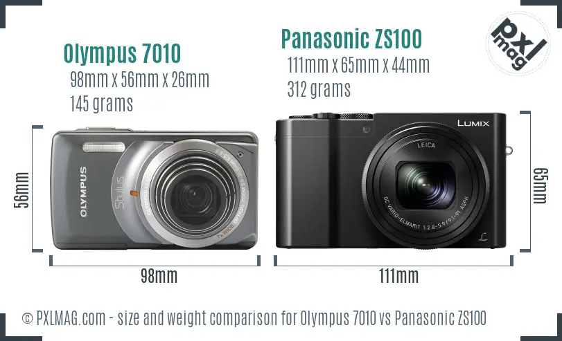 Olympus 7010 vs Panasonic ZS100 size comparison