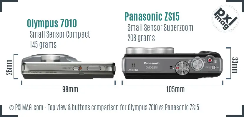 Olympus 7010 vs Panasonic ZS15 top view buttons comparison