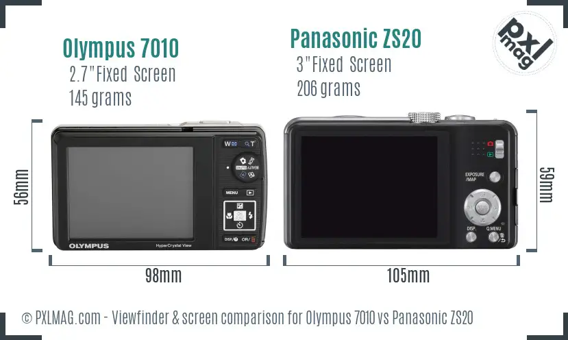 Olympus 7010 vs Panasonic ZS20 Screen and Viewfinder comparison