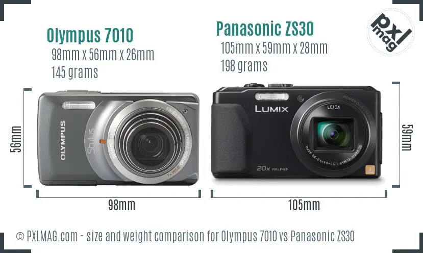 Olympus 7010 vs Panasonic ZS30 size comparison