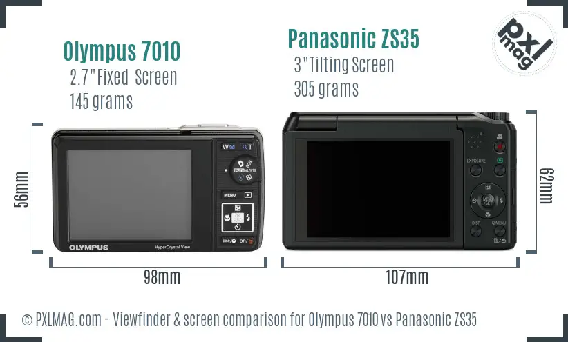 Olympus 7010 vs Panasonic ZS35 Screen and Viewfinder comparison