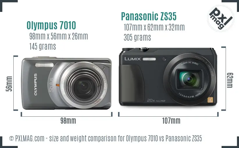 Olympus 7010 vs Panasonic ZS35 size comparison