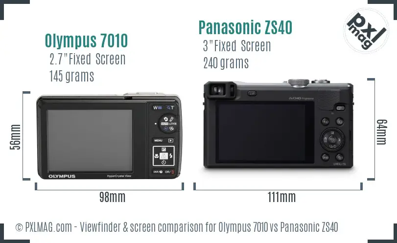 Olympus 7010 vs Panasonic ZS40 Screen and Viewfinder comparison
