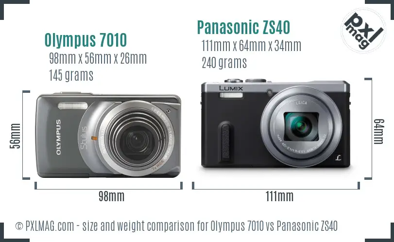 Olympus 7010 vs Panasonic ZS40 size comparison
