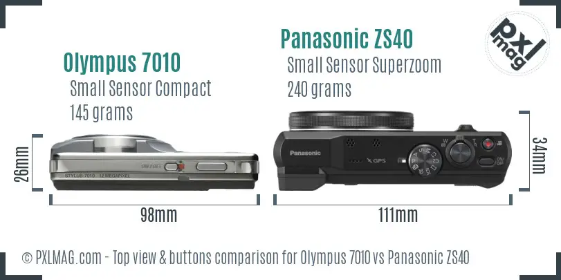 Olympus 7010 vs Panasonic ZS40 top view buttons comparison