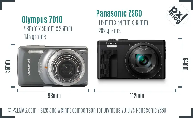 Olympus 7010 vs Panasonic ZS60 size comparison