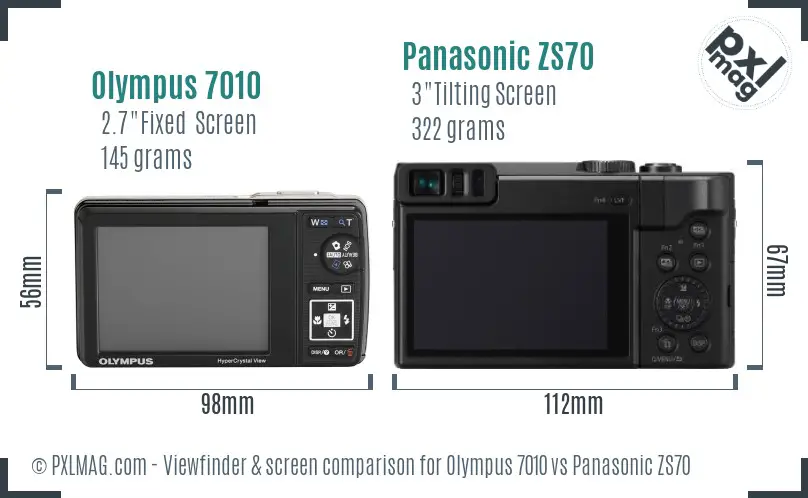 Olympus 7010 vs Panasonic ZS70 Screen and Viewfinder comparison