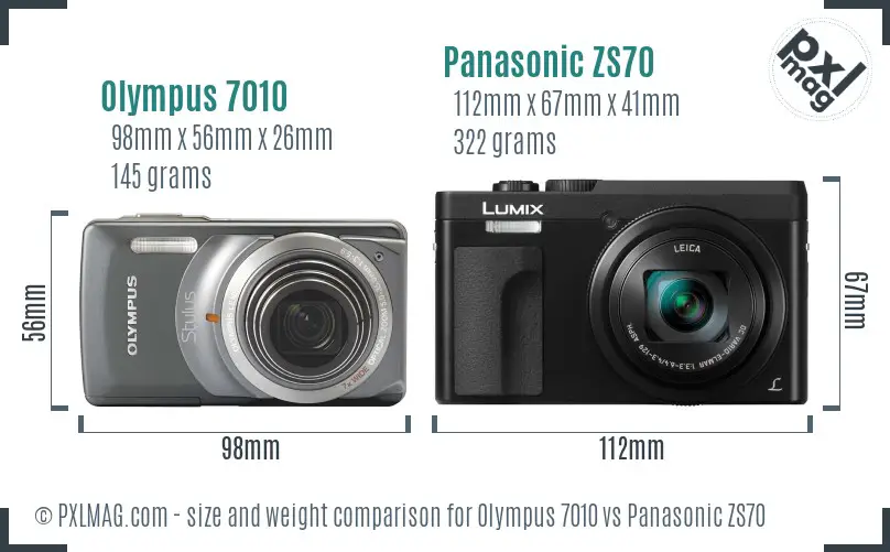 Olympus 7010 vs Panasonic ZS70 size comparison