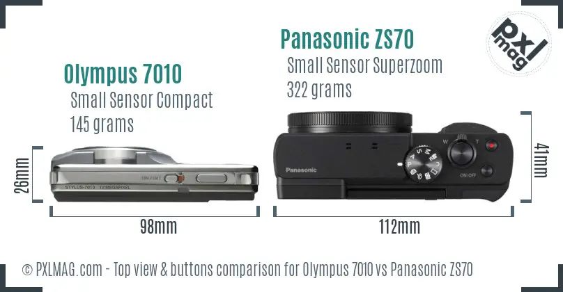 Olympus 7010 vs Panasonic ZS70 top view buttons comparison