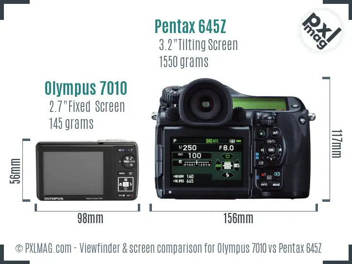 Olympus 7010 vs Pentax 645Z Screen and Viewfinder comparison