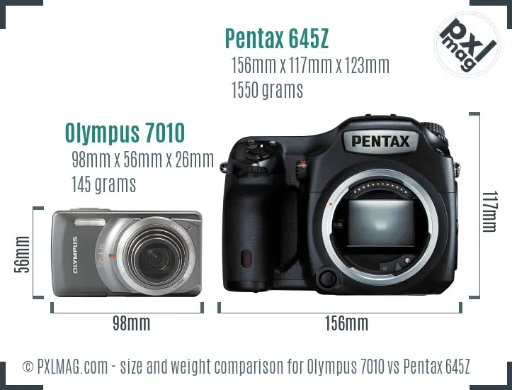 Olympus 7010 vs Pentax 645Z size comparison