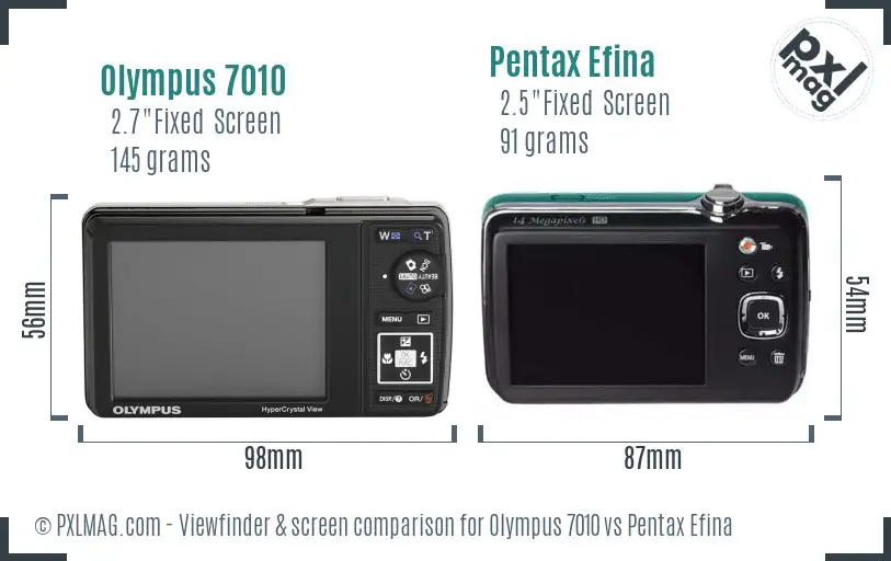 Olympus 7010 vs Pentax Efina Screen and Viewfinder comparison
