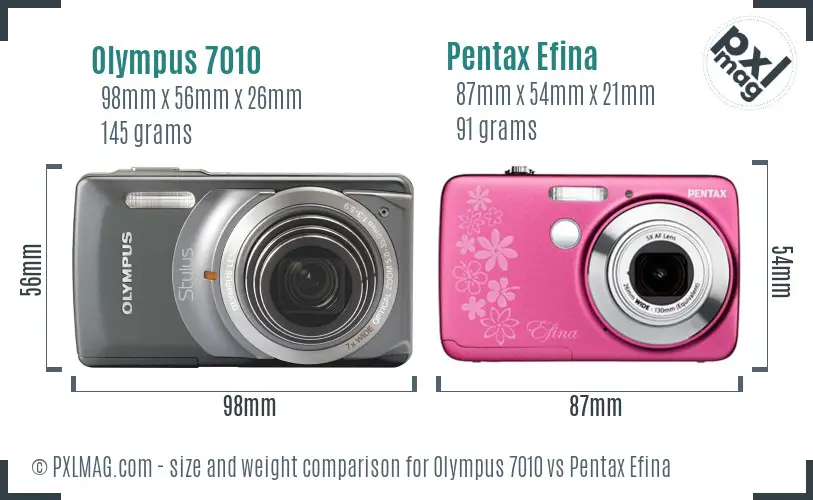 Olympus 7010 vs Pentax Efina size comparison