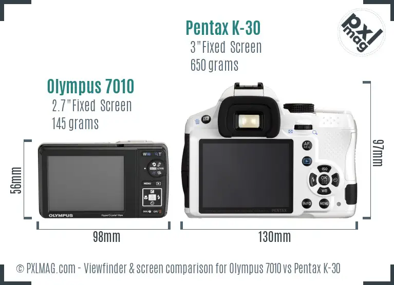 Olympus 7010 vs Pentax K-30 Screen and Viewfinder comparison