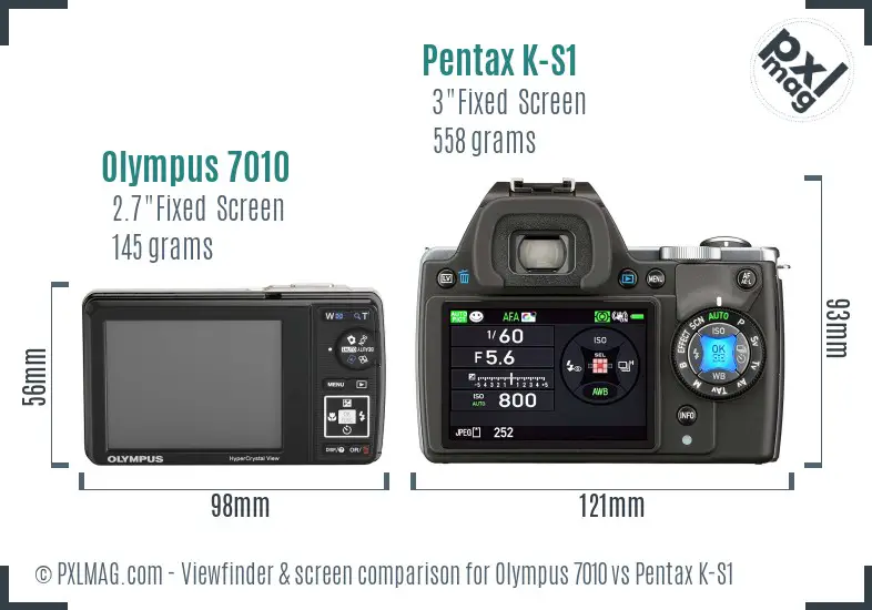 Olympus 7010 vs Pentax K-S1 Screen and Viewfinder comparison