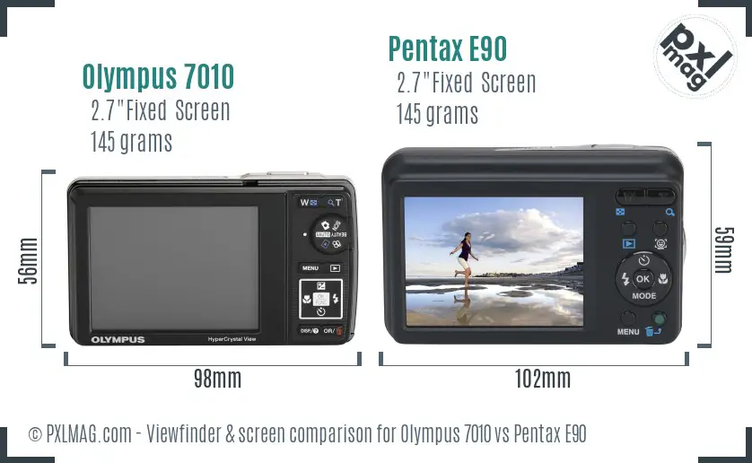 Olympus 7010 vs Pentax E90 Screen and Viewfinder comparison