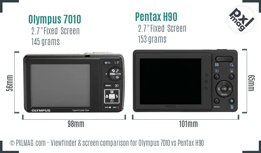 Olympus 7010 vs Pentax H90 Screen and Viewfinder comparison