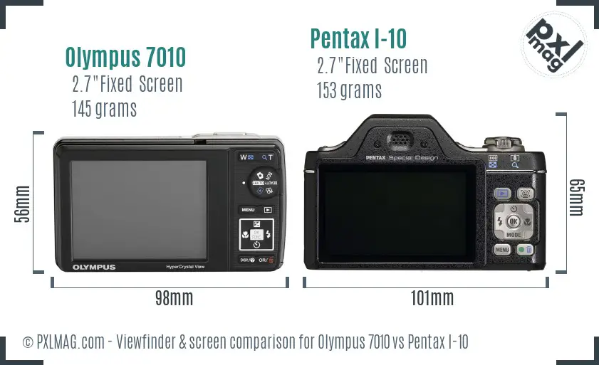 Olympus 7010 vs Pentax I-10 Screen and Viewfinder comparison