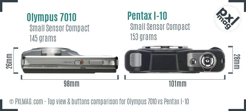 Olympus 7010 vs Pentax I-10 top view buttons comparison