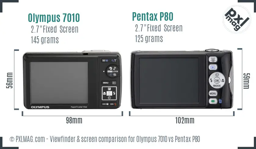 Olympus 7010 vs Pentax P80 Screen and Viewfinder comparison