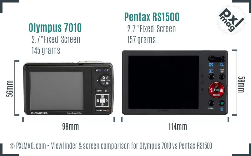 Olympus 7010 vs Pentax RS1500 Screen and Viewfinder comparison