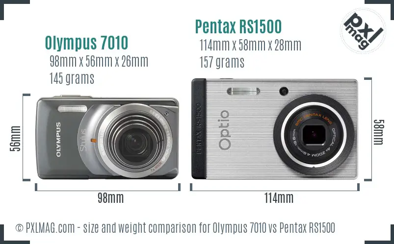 Olympus 7010 vs Pentax RS1500 size comparison