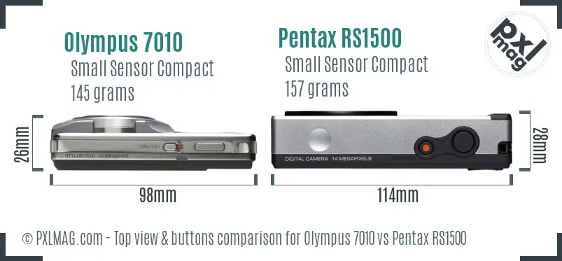 Olympus 7010 vs Pentax RS1500 top view buttons comparison