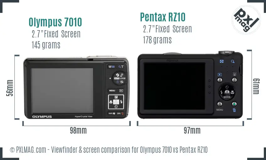 Olympus 7010 vs Pentax RZ10 Screen and Viewfinder comparison