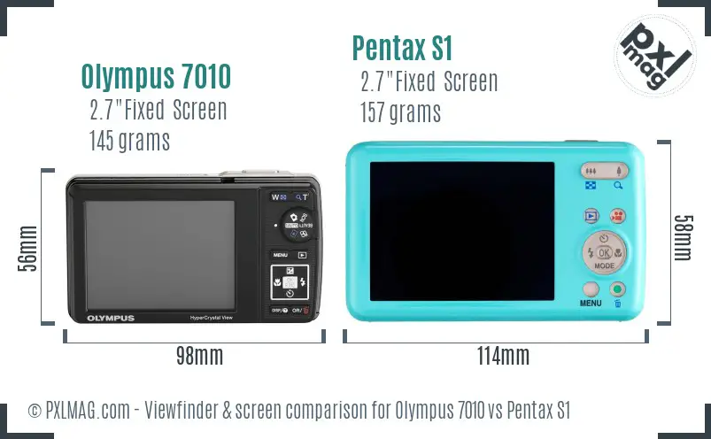 Olympus 7010 vs Pentax S1 Screen and Viewfinder comparison